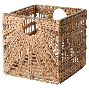 LUSTIGKURRE Basket, natural water hyacinth, seagrass, 32x33x32 cm