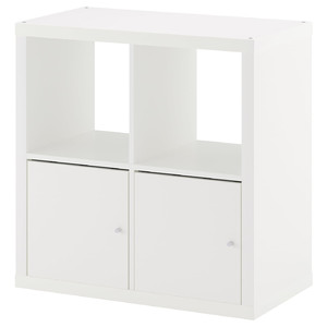 KALLAX Shelf unit with doors, white, 77x77 cm