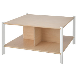 JÄTTESTA Coffee table, white/light bamboo, 80x80 cm