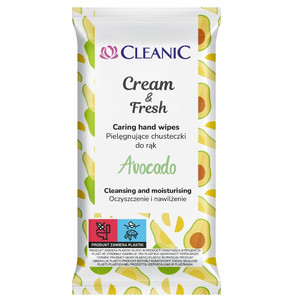 Cleanic Caring Hand Wipes Cream & Fresh Avocado 15pcs