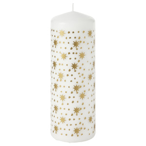 VINTERFINT Unscented pillar candle, gold-colour, 19 cm