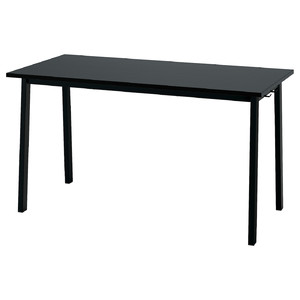MITTZON Conference table, black stained ash veneer/black, 140x68x75 cm