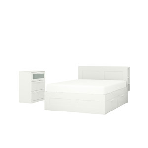 BRIMNES Bedroom furniture, set of 2, white, 160x200 cm