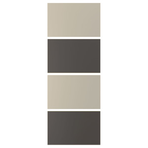 MEHAMN 4 panels for sliding door frame, dark grey/beige, 75x201 cm