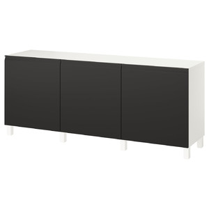 BESTÅ Storage combination with doors, white/Hammarsmed/Stubbarp anthracite, 180x42x74 cm