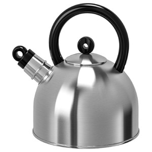 VATTENTÄT Kettle, stainless steel, black, 2 l