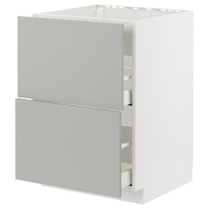 METOD / MAXIMERA Base cab f hob/int extractor w drw, white/Havstorp light grey, 60x60 cm