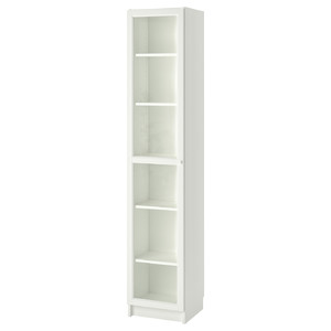 BILLY / OXBERG Bookcase with glass door, white/glass, 40x42x202 cm