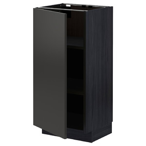 METOD Base cabinet with shelves, black/Nickebo matt anthracite, 40x37 cm