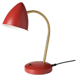 ISNÅLEN LED work lamp, red/brass-colour
