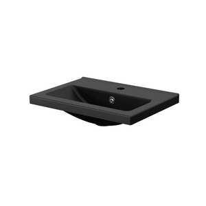 GoodHome Ceramic Wash-basin Nira slim 16 x 38 x 52.8 cm, black