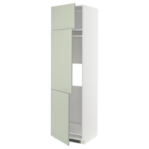 METOD High cab f fridge/freezer w 3 doors, white/Stensund light green, 60x60x220 cm