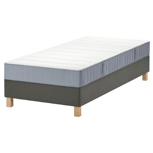 LYNGÖR Divan bed, Vesteröy medium firm/light blue dark grey, 90x200 cm