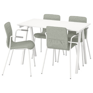 TROTTEN / LÄKTARE Conference table and chairs, white/light green, 120x70 cm