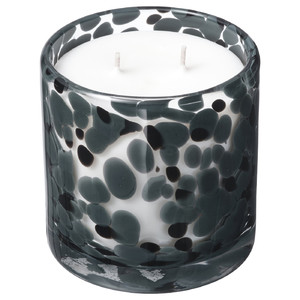 STÖRTSKÖN Scented candle in glass, 2 wicks, Berries/dark grey, 50 hr