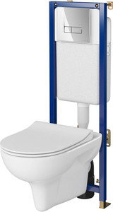 Cersanit WC Rimless Flush-mounted Set Neso, chrome