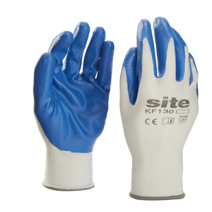 Nylon Gloves Size L, white/blue