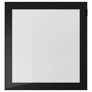 GLASSVIK Glass door, black, clear glass, 60x64 cm