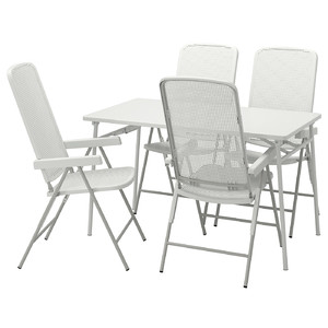 TORPARÖ Table+4 reclining chairs, outdoor, white/white/grey, 130 cm