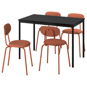 SANDSBERG / ÖSTANÖ Table and 4 chairs, black black/Remmarn red-brown, 110 cm