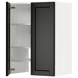 METOD Wall cb f extr hood w shlf/door, white/Lerhyttan black stained, 60x80 cm