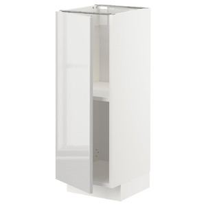 METOD Base cabinet with shelves, white/Ringhult light grey, 30x37 cm