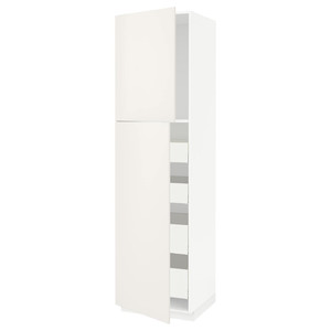 METOD / MAXIMERA Hi cab w 2 doors/4 drawers, white/Veddinge white, 60x60x220 cm