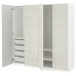 PAX / MISTUDDEN Wardrobe combination, white/grey patterned, 200x60x201 cm