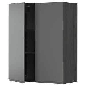 METOD Wall cabinet with shelves/2 doors, black/Voxtorp dark grey, 80x100 cm