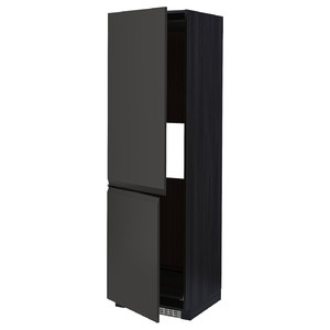 METOD Hi cab f fridge or freezer w 2 drs, black/Upplöv matt anthracite, 60x60x200 cm