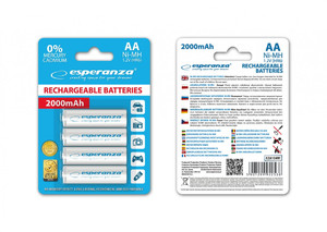 Esperanza Rechargeable Batteries AA 2000mAh 4 Pack