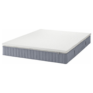 VALEVÅG Mattress and mattress pad, medium firm light blue/Nordberget white, Standard Double