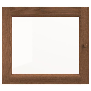 OXBERG Glass door, brown ash veneer, 40x35 cm