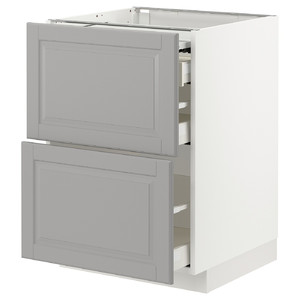 METOD / MAXIMERA Bc w pull-out work surface/3drw, white/Bodbyn grey, 60x60 cm