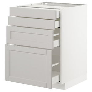 METOD/MAXIMERA Base cab 4 frnts/4 drawers, white/Lerhyttan light grey, 60x61.9x88 cm