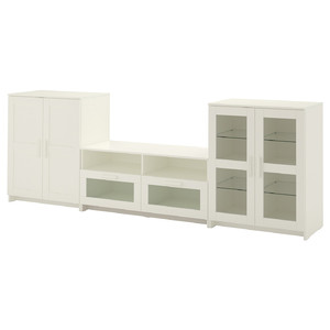 BRIMNES TV storage combination/glass doors, white, 276x41x95 cm