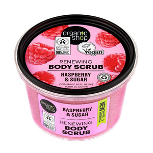 ORGANIC SHOP Raspberry & Sugar Renewing Body Scrub 99% Natural Vegan 250ml