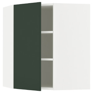 METOD Corner wall cabinet with shelves, white/Havstorp deep green, 68x80 cm