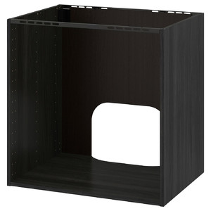 METOD Base cabinet for built-in oven/sink, wood effect black, 80x60x80 cm