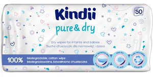Kindii Pure & Dry Dry Wipes for Infants & Babies 100% Biodegradable 50pcs