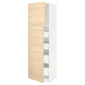 METOD / MAXIMERA Hi cab w 2 doors/4 drawers, white/Askersund light ash effect, 60x60x200 cm