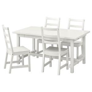 NORDVIKEN / NORDVIKEN Table and 4 chairs, white, white, 152/223x95 cm