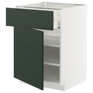 METOD / MAXIMERA Base cabinet with drawer/door, white/Havstorp deep green, 60x60 cm