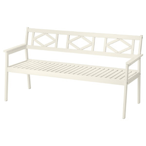 BONDHOLMEN Bench with backrest, outdoor, white/beige