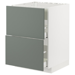 METOD / MAXIMERA Base cab f hob/int extractor w drw, white/Bodarp grey-green, 60x60 cm