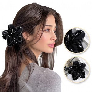 ECARLA Hair Clip Flower, black