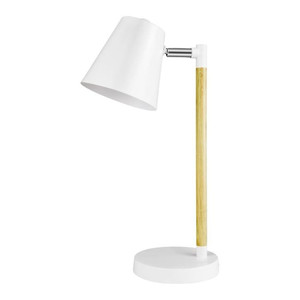 GoodHome Table Lamp Mulanje E27, white/wood