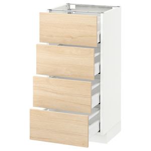 METOD / MAXIMERA Base cab 4 frnts/4 drawers, white, Askersund light ash effect, 40x37 cm