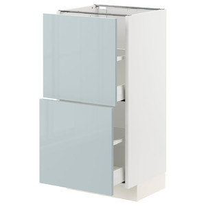 METOD / MAXIMERA Base cabinet with 2 drawers, white/Kallarp light grey-blue, 40x37 cm