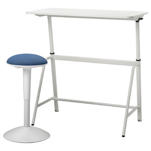 GLADHÖJDEN / NILSERIK Desk+sit/stand support, white/dark blue